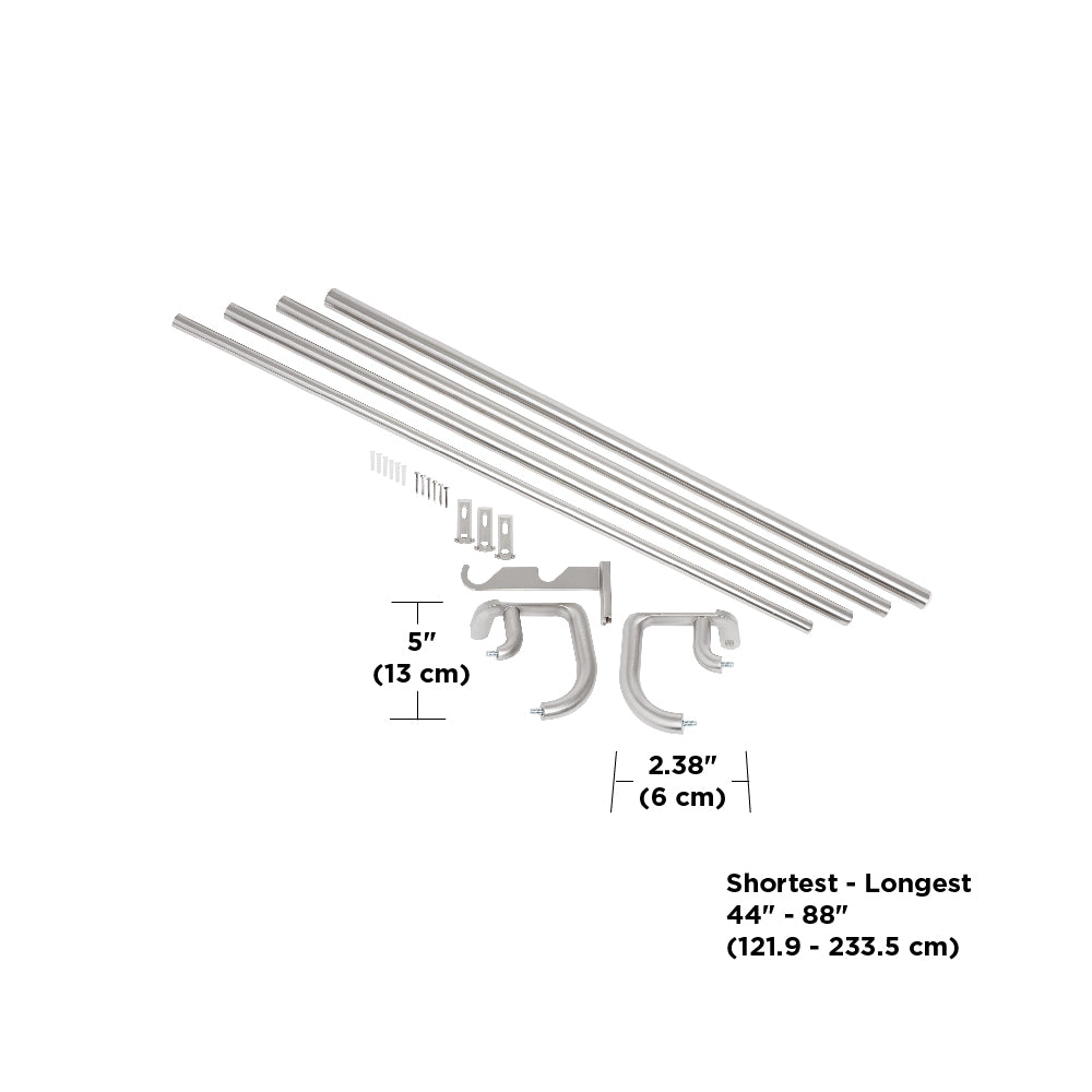 トワイライト ダブル カーテンロッド 223.5～365.7cm ニッケル
