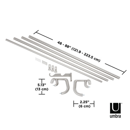 トワイライト ダブル カーテンロッド 121.9～223.5cm ニッケル